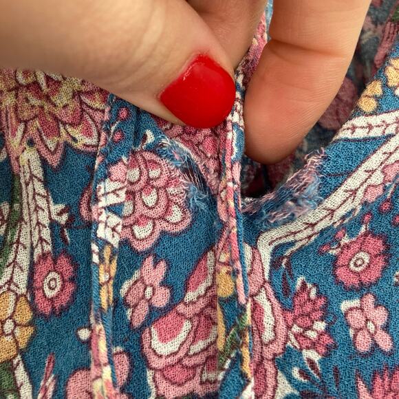 Cynthia Rowley Boho Flouncy Blue Pink Tassel Blouse Rayon Women’s 3X - Picture 7 of 9